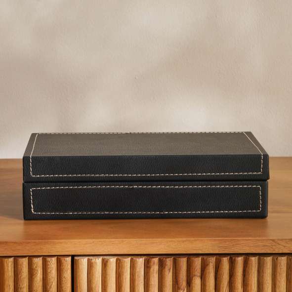 Buy Ava Faux Leather Storage Box 25.5x13.5x6.5 cm - Black